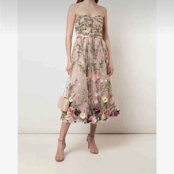 Marchesa Notte Tea length Floral embroidered dress - Picture 11 of 13